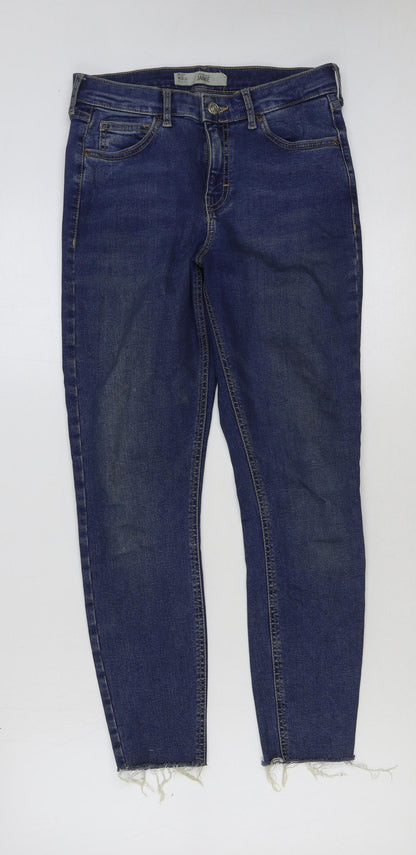 Topshop Womens Blue Cotton Skinny Jeans Size 28 in L30 in Regular Button