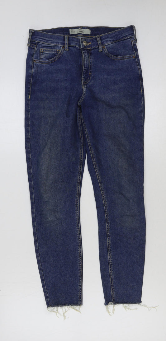 Topshop Womens Blue Cotton Skinny Jeans Size 28 in L30 in Regular Button