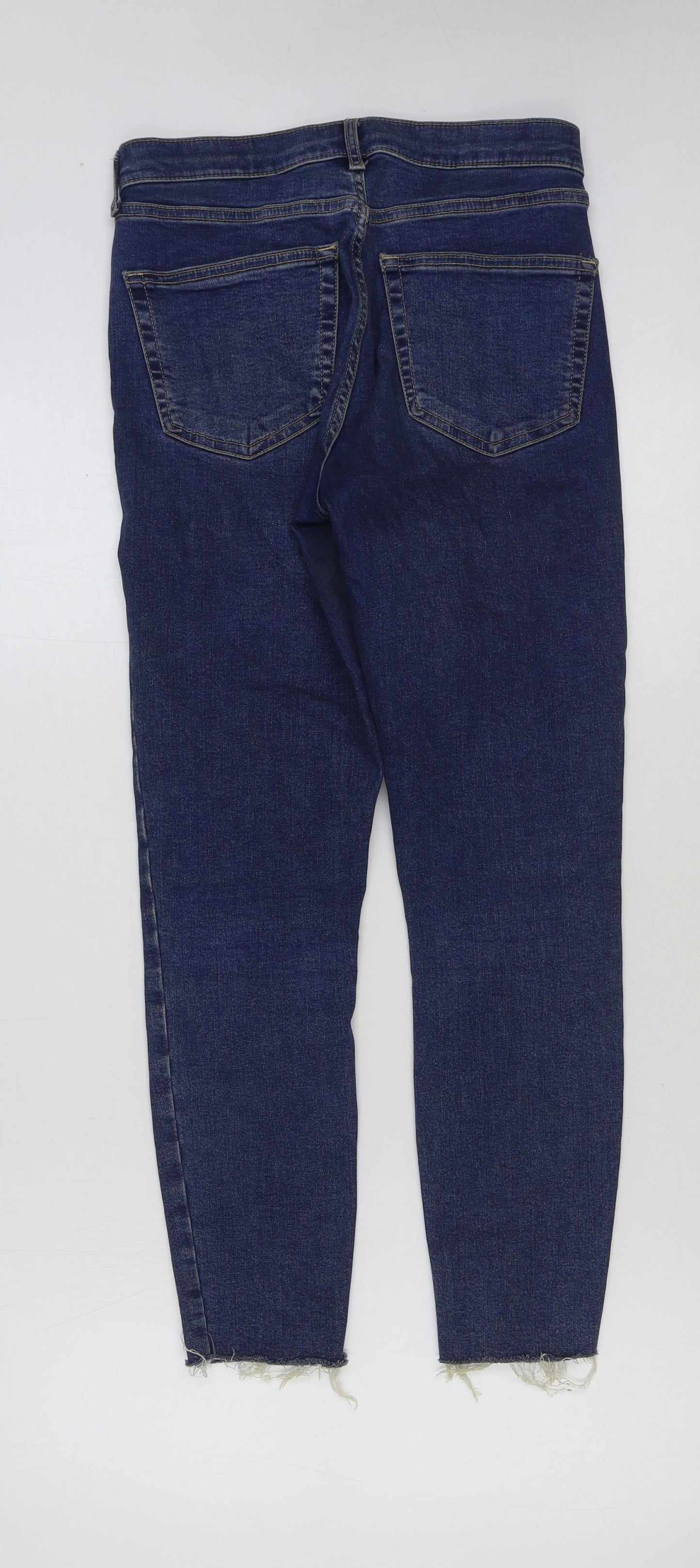 Topshop Womens Blue Cotton Skinny Jeans Size 28 in L30 in Regular Button