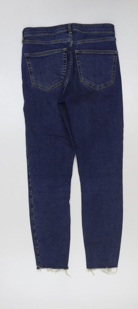 Topshop Womens Blue Cotton Skinny Jeans Size 28 in L30 in Regular Button
