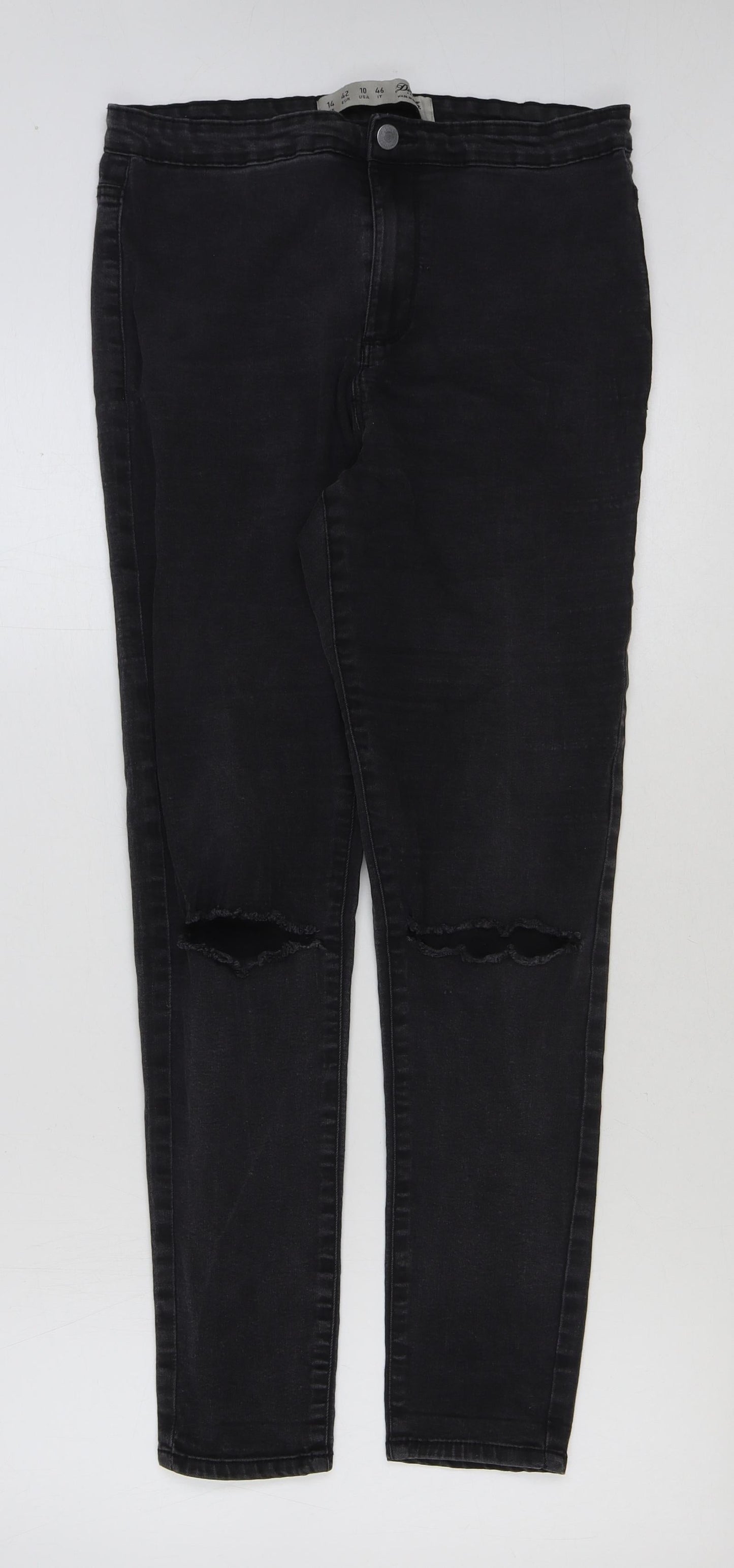 Denim & Co. Womens Black Cotton Skinny Jeans Size 14 L28 in Regular Button