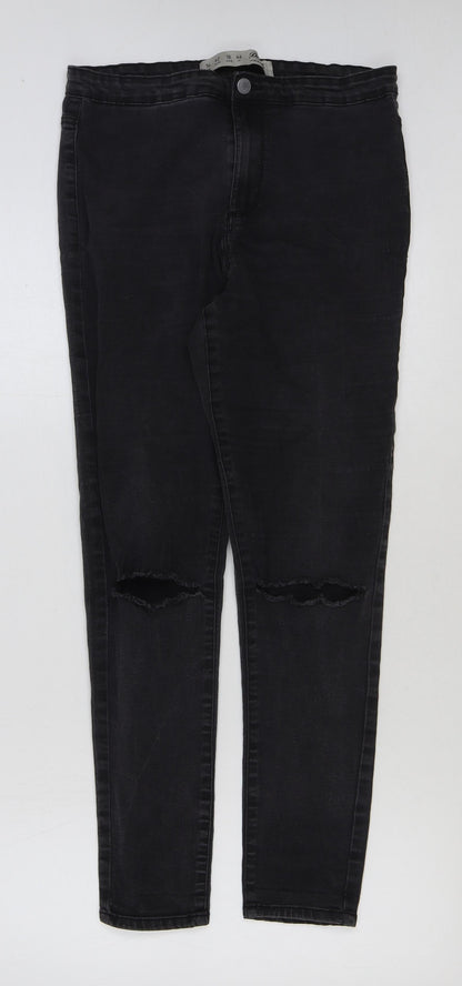 Denim & Co. Womens Black Cotton Skinny Jeans Size 14 L28 in Regular Button