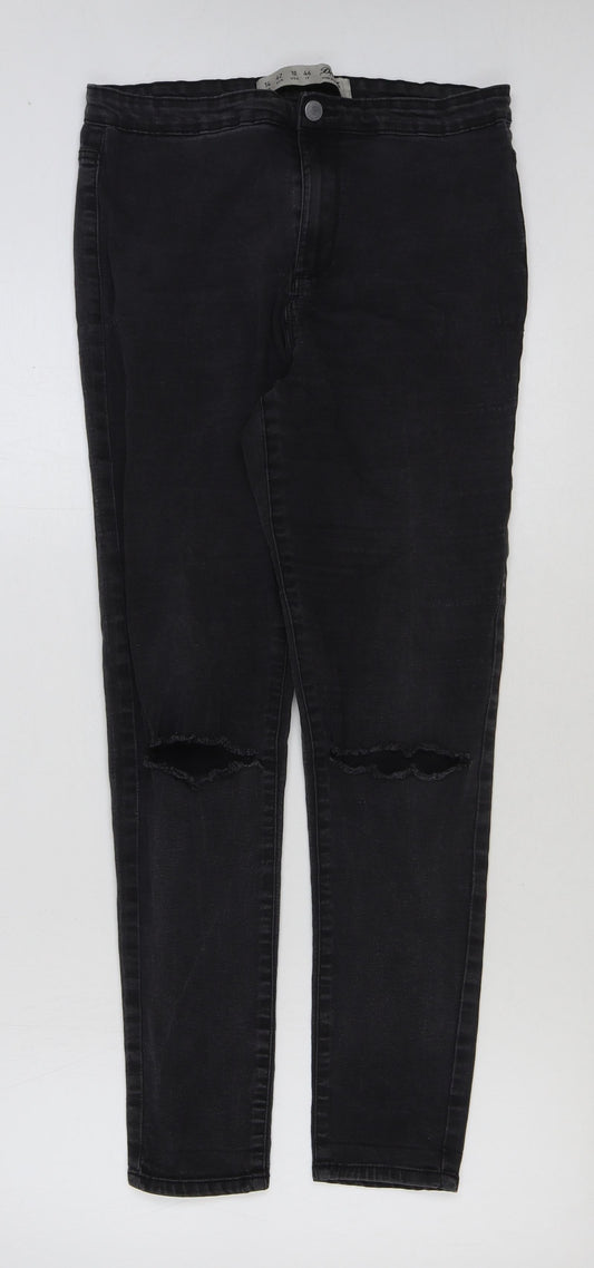 Denim & Co. Womens Black Cotton Skinny Jeans Size 14 L28 in Regular Button
