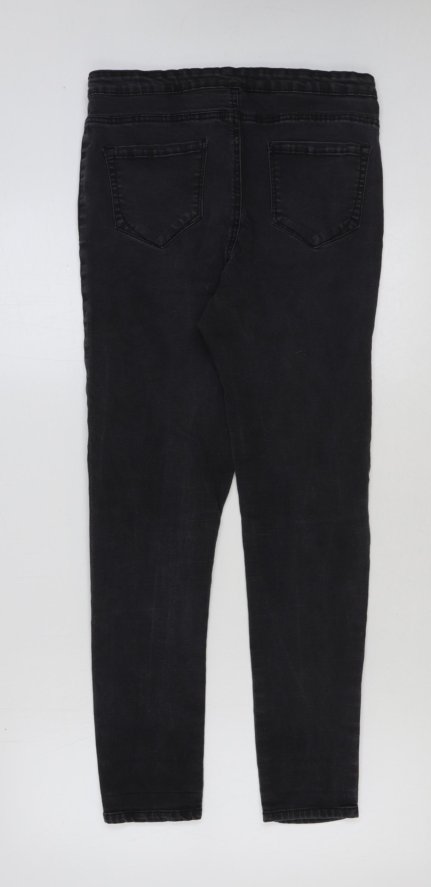 Denim & Co. Womens Black Cotton Skinny Jeans Size 14 L28 in Regular Button