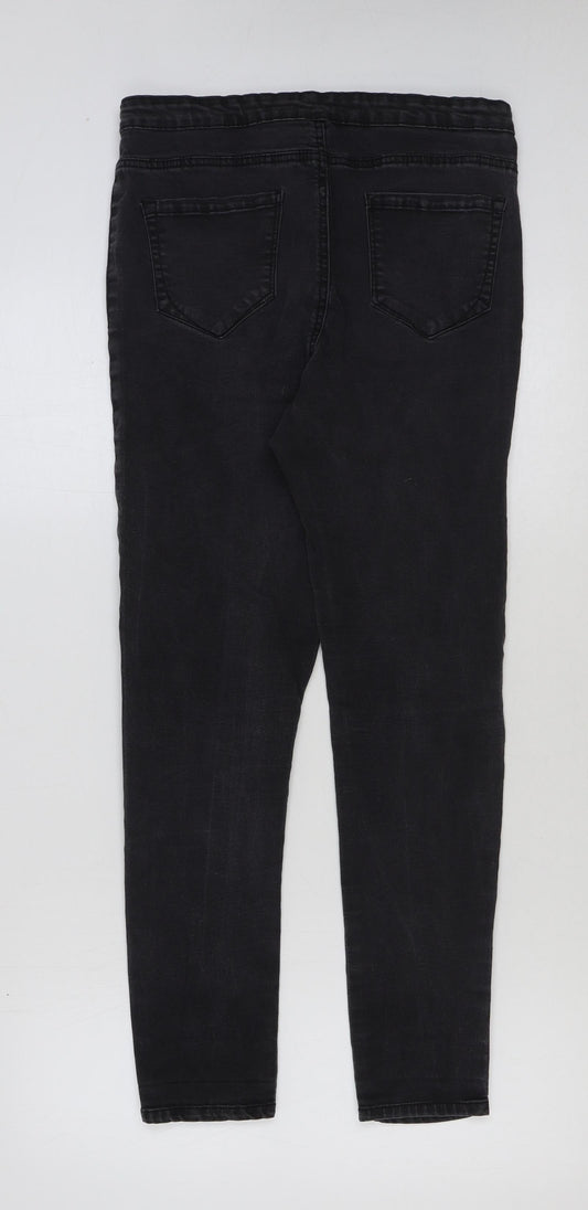 Denim & Co. Womens Black Cotton Skinny Jeans Size 14 L28 in Regular Button