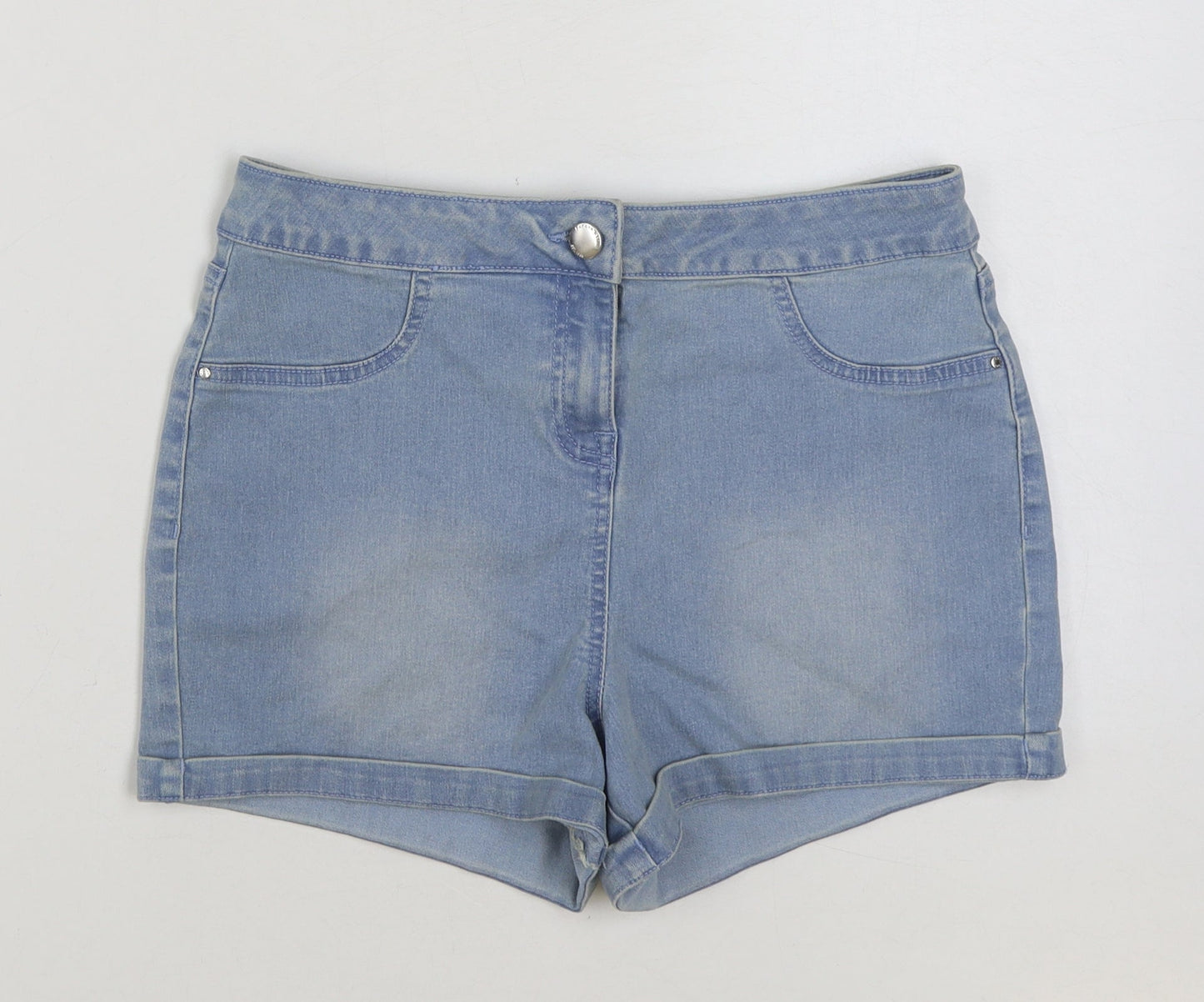 /DENIM Womens Blue Cotton Hot Pants Shorts Size 10 L3 in Regular Button