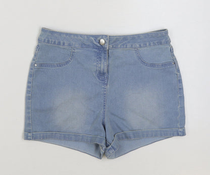 /DENIM Womens Blue Cotton Hot Pants Shorts Size 10 L3 in Regular Button