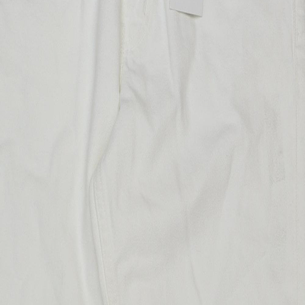 Zara Womens White Cotton Mom Jeans Size 8 L28 in Regular Button