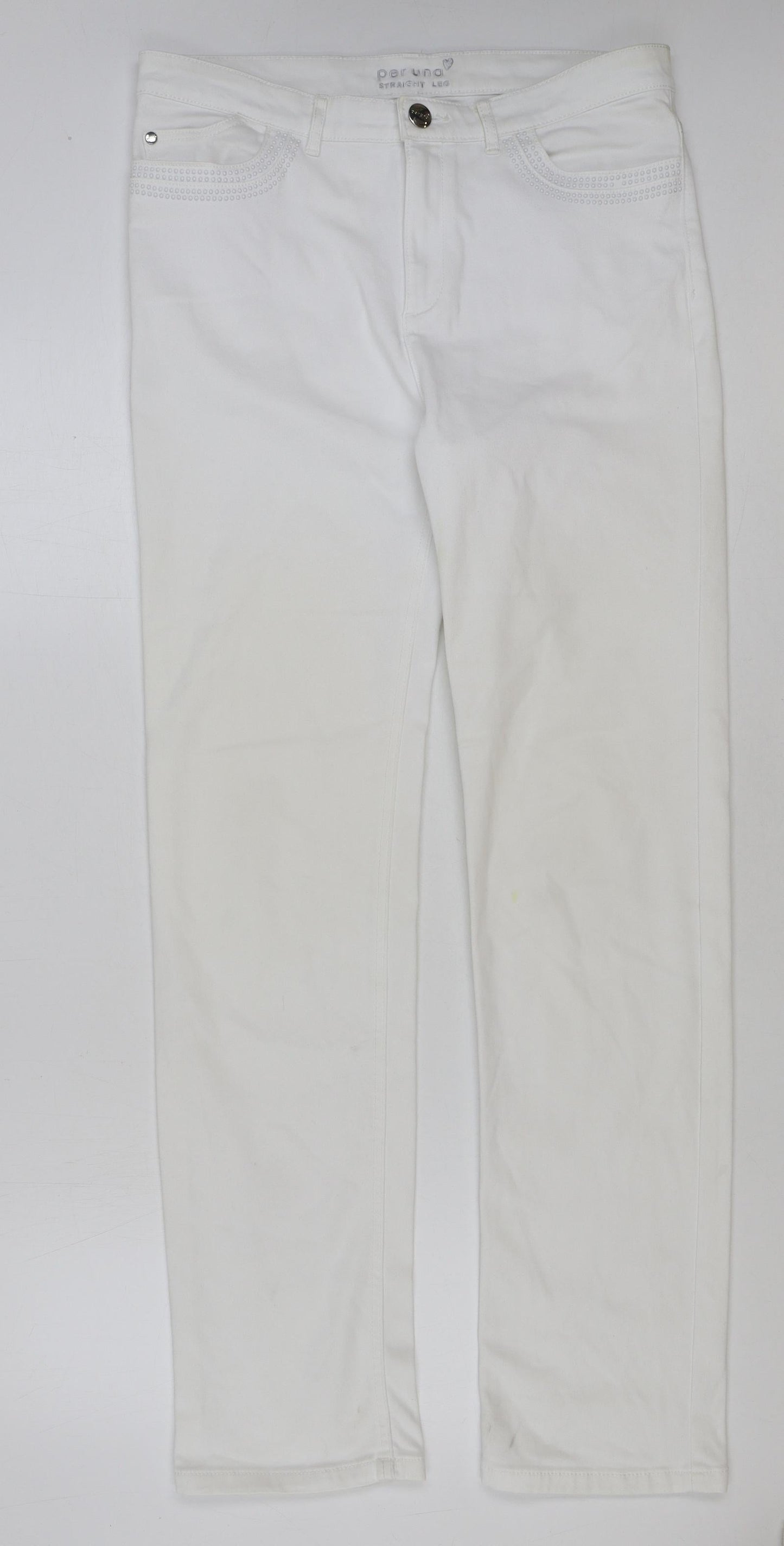 Womens UK Size 34 in Marks and Spencer Regular Fit Straight White Jeans