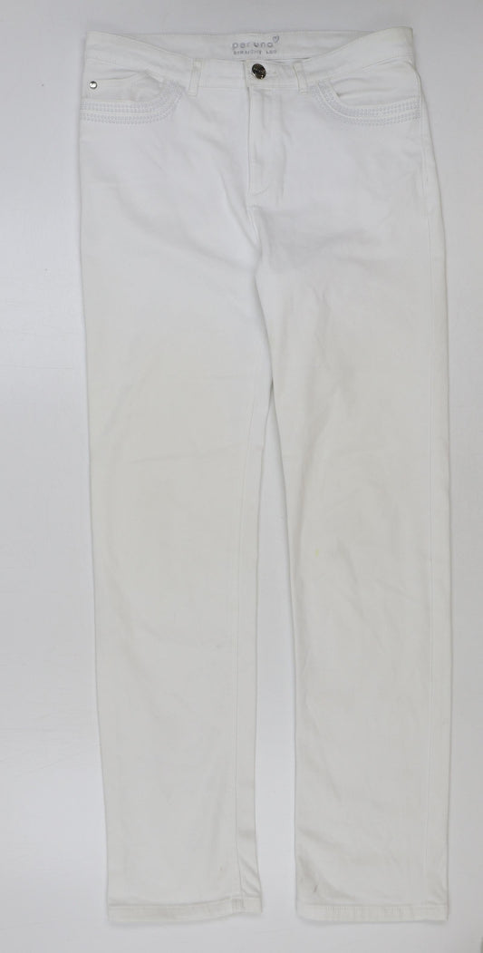 Womens UK Size 34 in Marks and Spencer Regular Fit Straight White Jeans