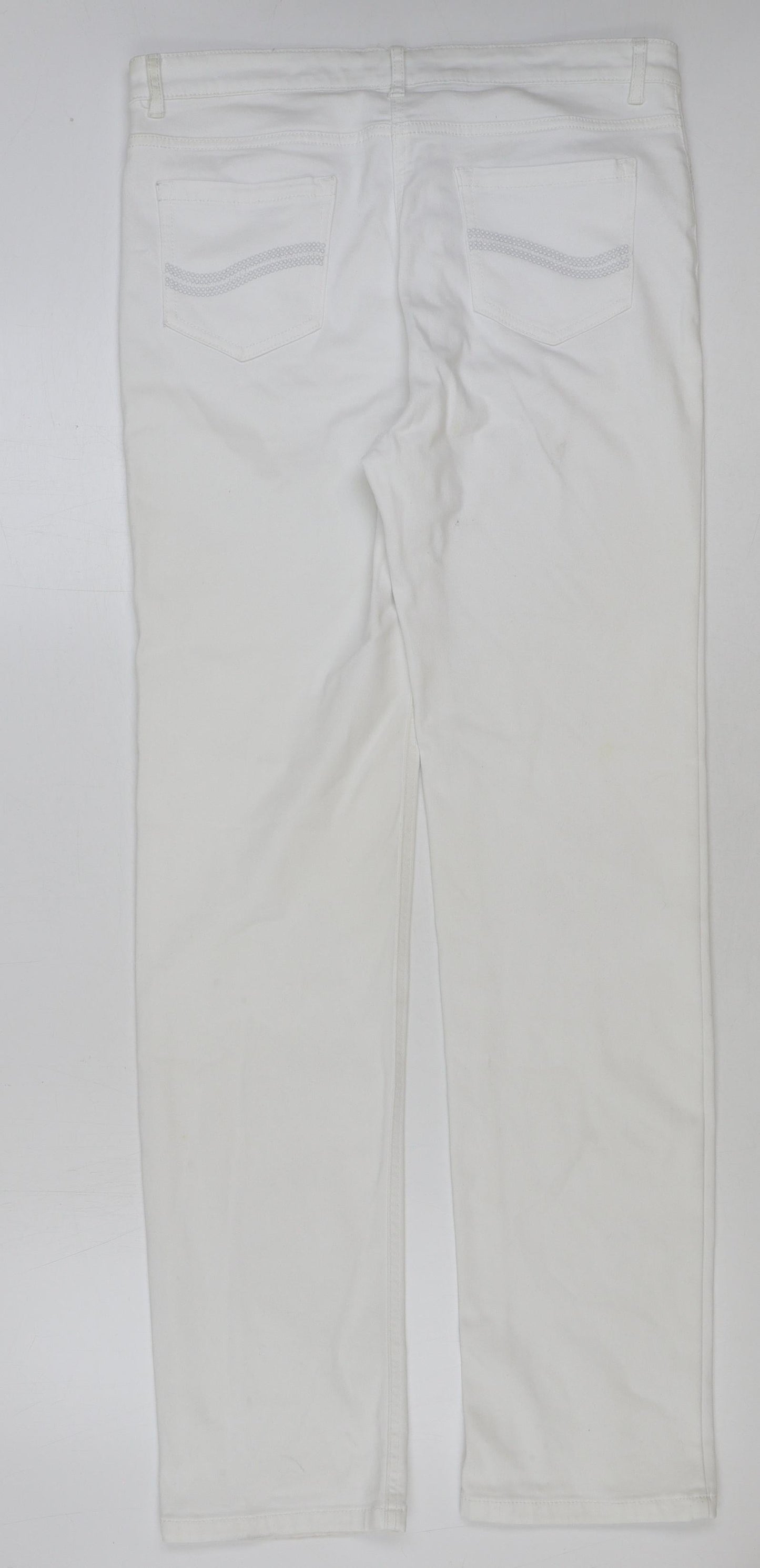 Womens UK Size 34 in Marks and Spencer Regular Fit Straight White Jeans