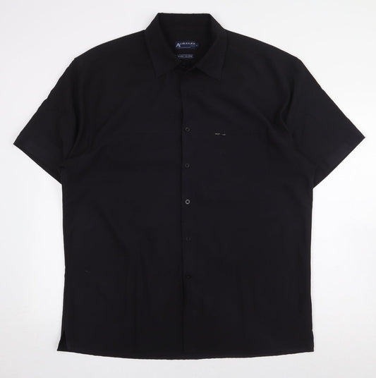 Armando Mens Black Polyester Polo Size L Collared Button