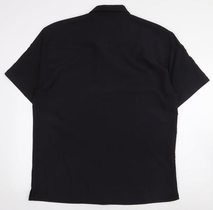 Armando Mens Black Polyester Polo Size L Collared Button