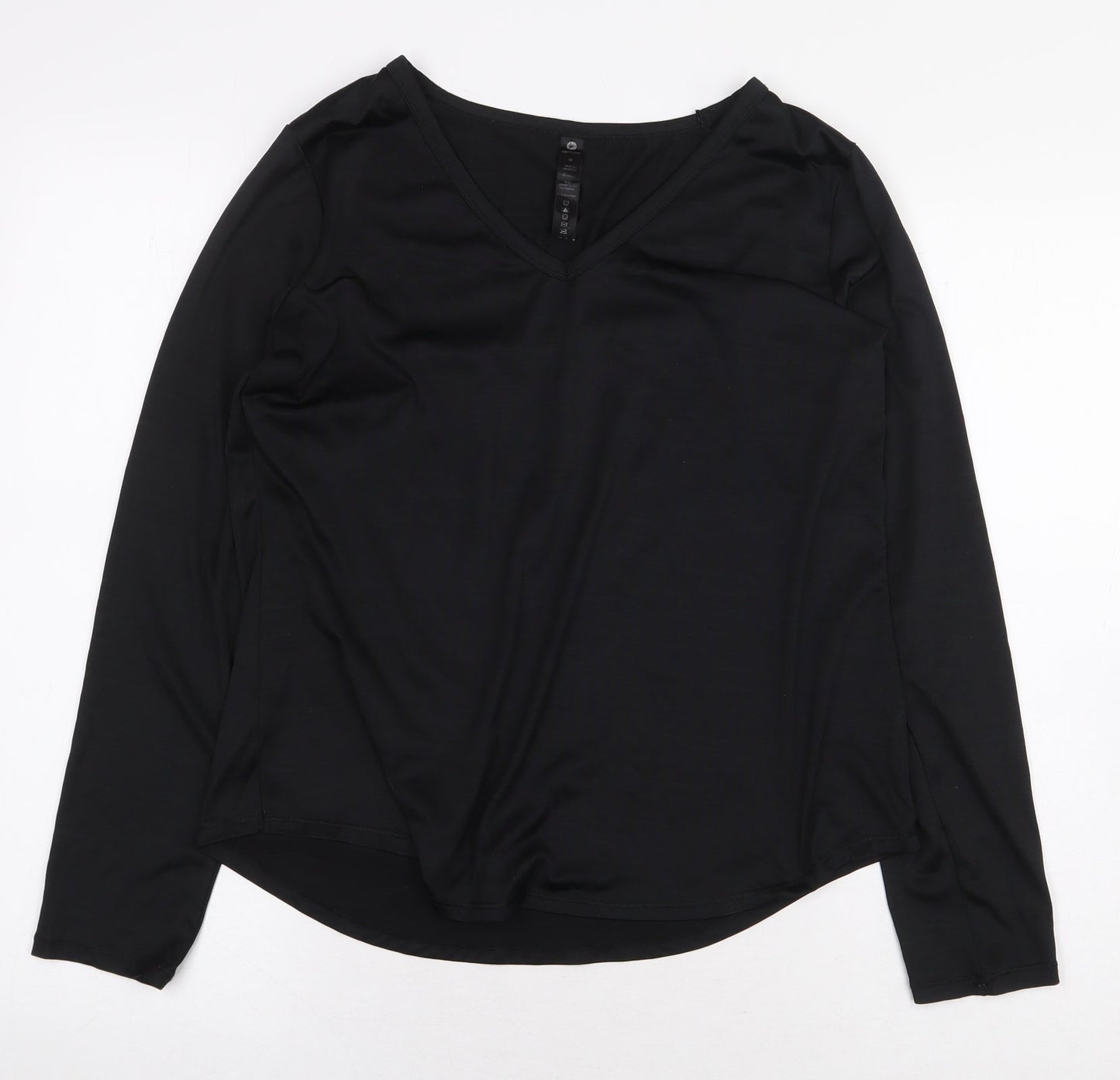 90 Degree Womens Black Polyester Basic T-Shirt Size M V-Neck