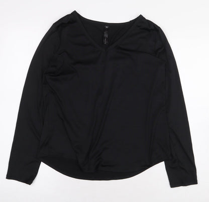 90 Degree Womens Black Polyester Basic T-Shirt Size M V-Neck