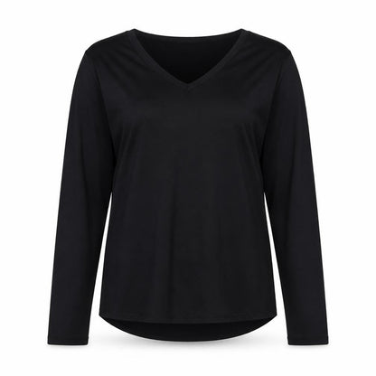 90 Degree Womens Black Polyester Basic T-Shirt Size M V-Neck