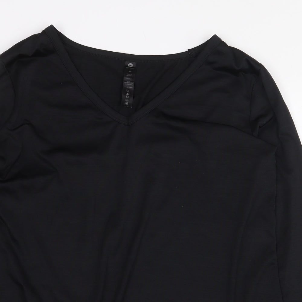 90 Degree Womens Black Polyester Basic T-Shirt Size M V-Neck