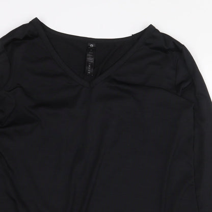 90 Degree Womens Black Polyester Basic T-Shirt Size M V-Neck