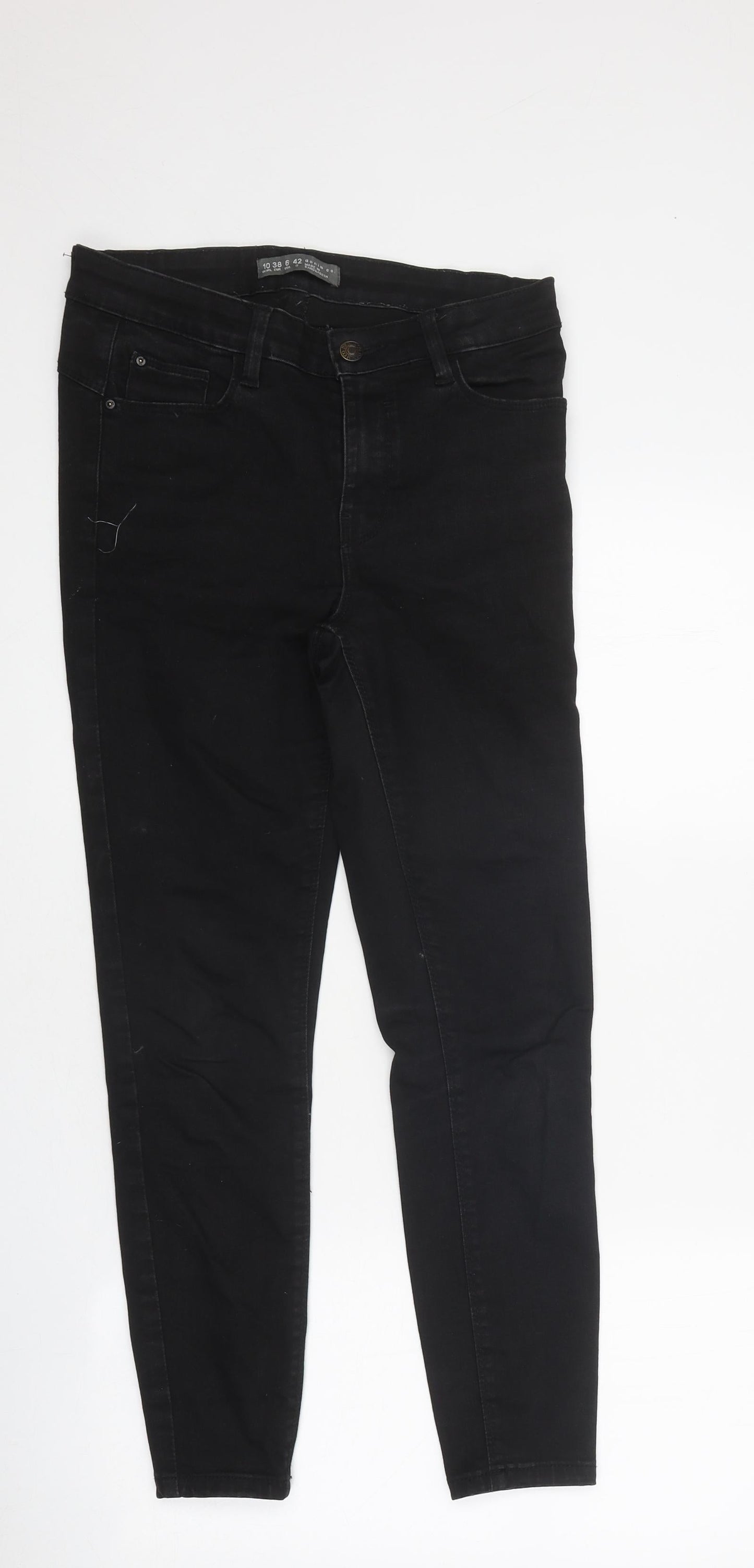 Primark Womens Black 100% Cotton Skinny Jeans Size 10 L27 in Regular Zip