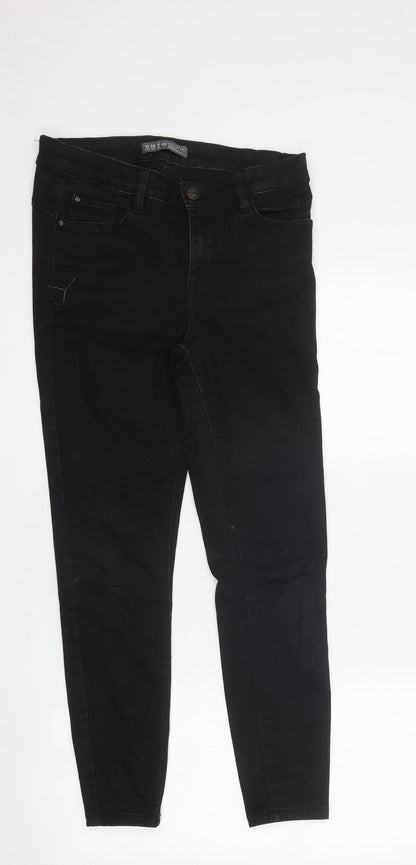 Primark Womens Black 100% Cotton Skinny Jeans Size 10 L27 in Regular Zip