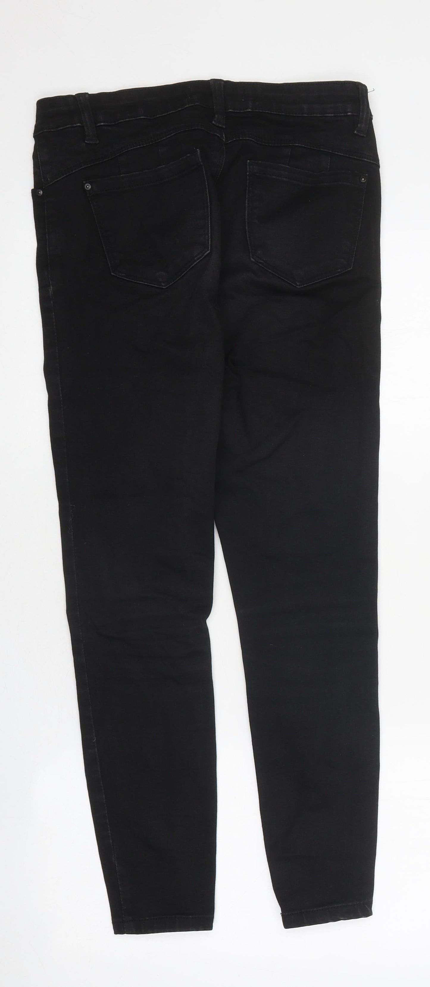 Primark Womens Black 100% Cotton Skinny Jeans Size 10 L27 in Regular Zip