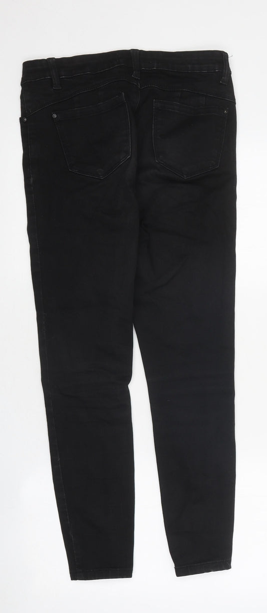 Primark Womens Black 100% Cotton Skinny Jeans Size 10 L27 in Regular Zip