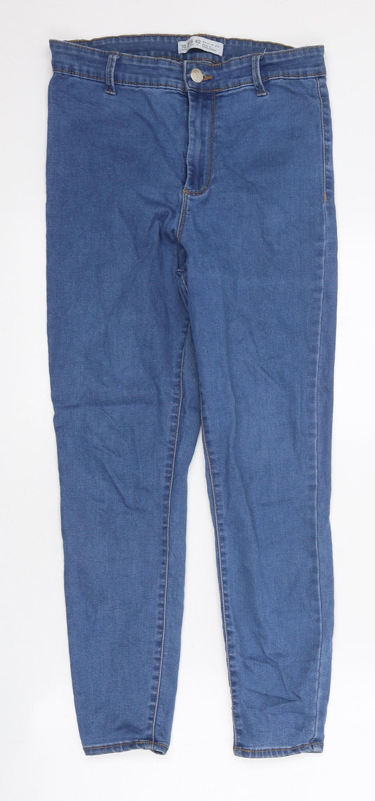 Primark Womens Blue 100% Cotton Skinny Jeans Size 10 L23 in Regular Zip