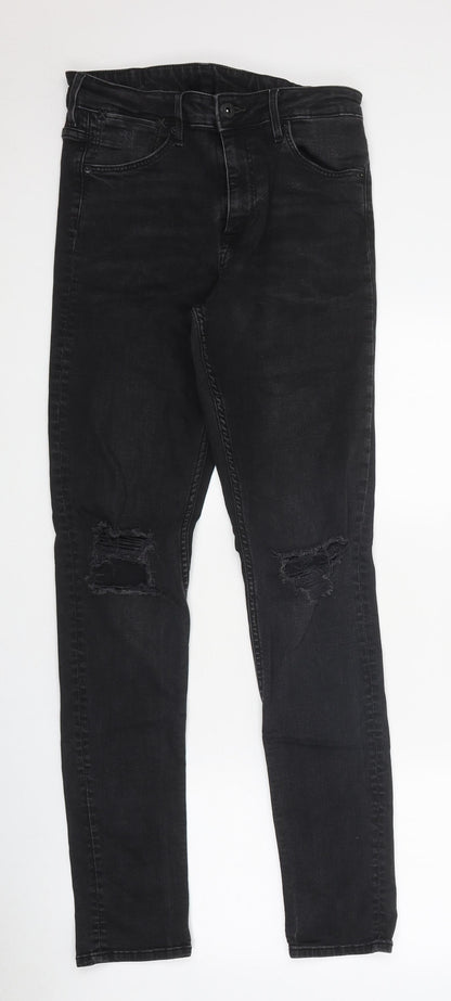 Mens UK Size 30 in Preworn Regular Fit Skinny Black Jeans