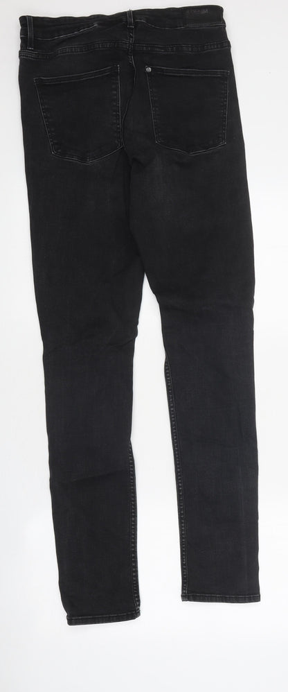 Mens UK Size 30 in Preworn Regular Fit Skinny Black Jeans