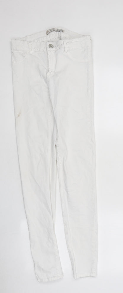 Bershka Womens White Acetate Skinny Jeans Size 28 in L30 in Regular Zip