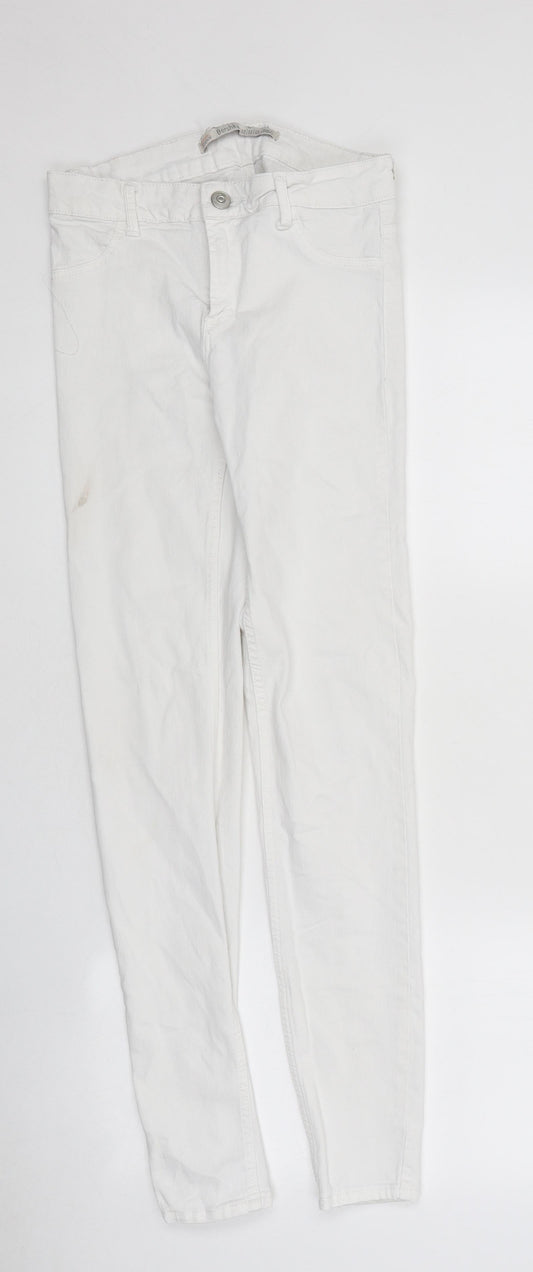Bershka Womens White Acetate Skinny Jeans Size 28 in L30 in Regular Zip