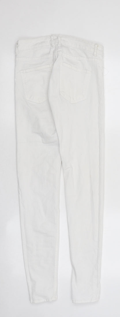 Bershka Womens White Acetate Skinny Jeans Size 28 in L30 in Regular Zip