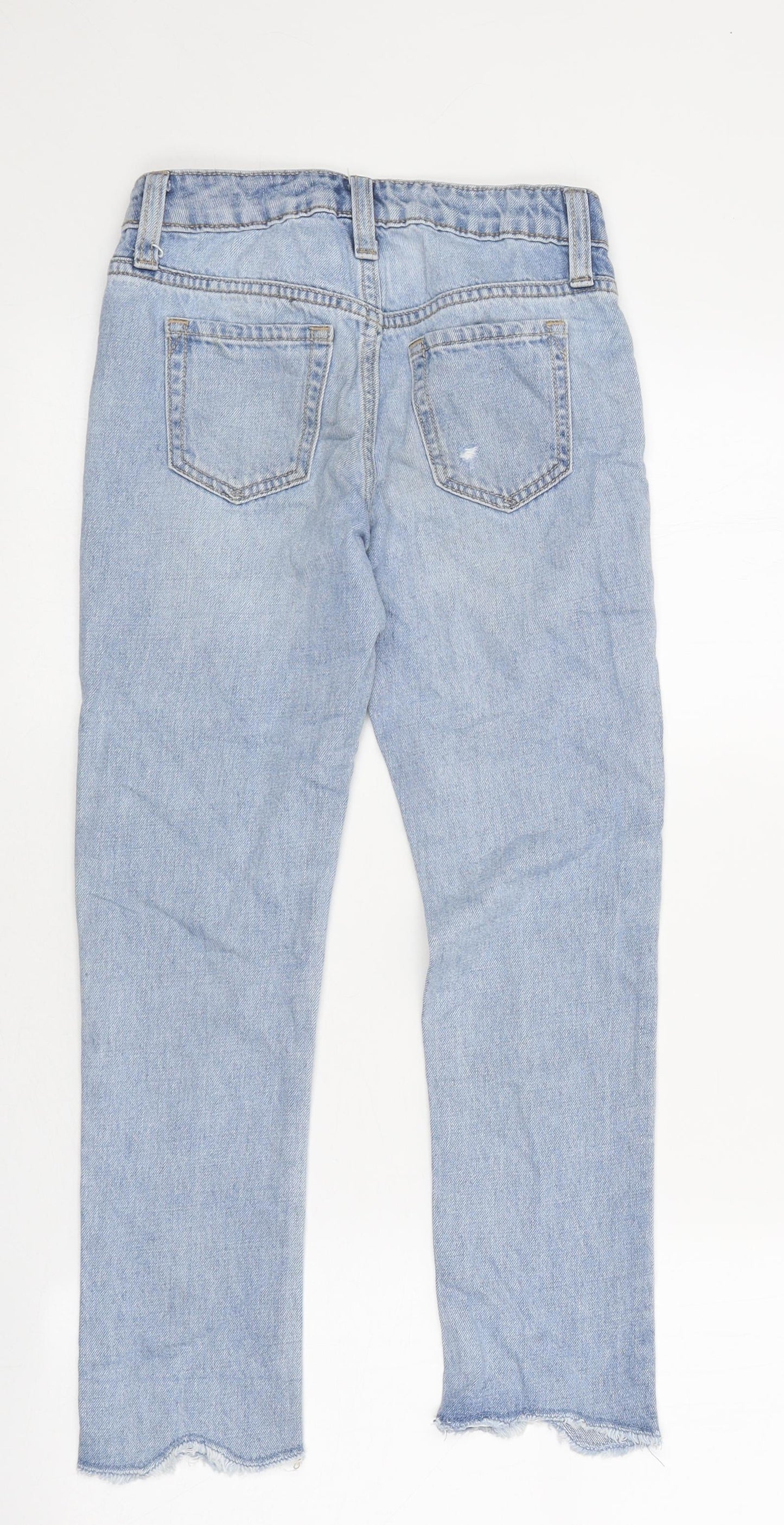 Gap Girls Blue 100% Cotton Straight Jeans Size 7 Years Regular Zip