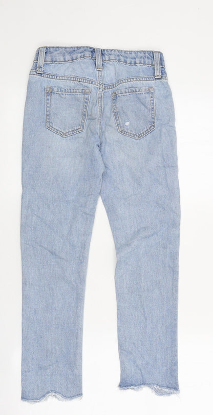 Gap Girls Blue 100% Cotton Straight Jeans Size 7 Years Regular Zip