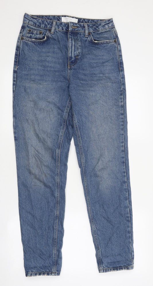 Topshop Womens Blue 100% Cotton Tapered Jeans Size 26 in L32 in Regular Zip