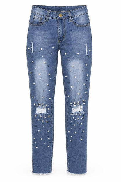 Womens UK Size S Preworn Regular Fit Skinny Blue Jeans