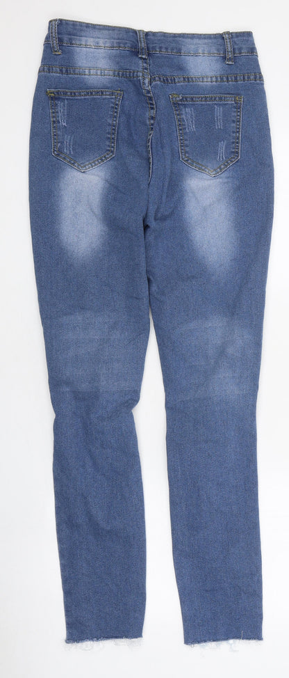 Womens UK Size S Preworn Regular Fit Skinny Blue Jeans