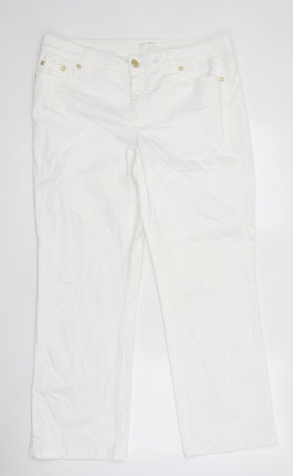 MyBc Womens White 100% Cotton Wide-Leg Jeans Size 40 in L30 in Regular Zip