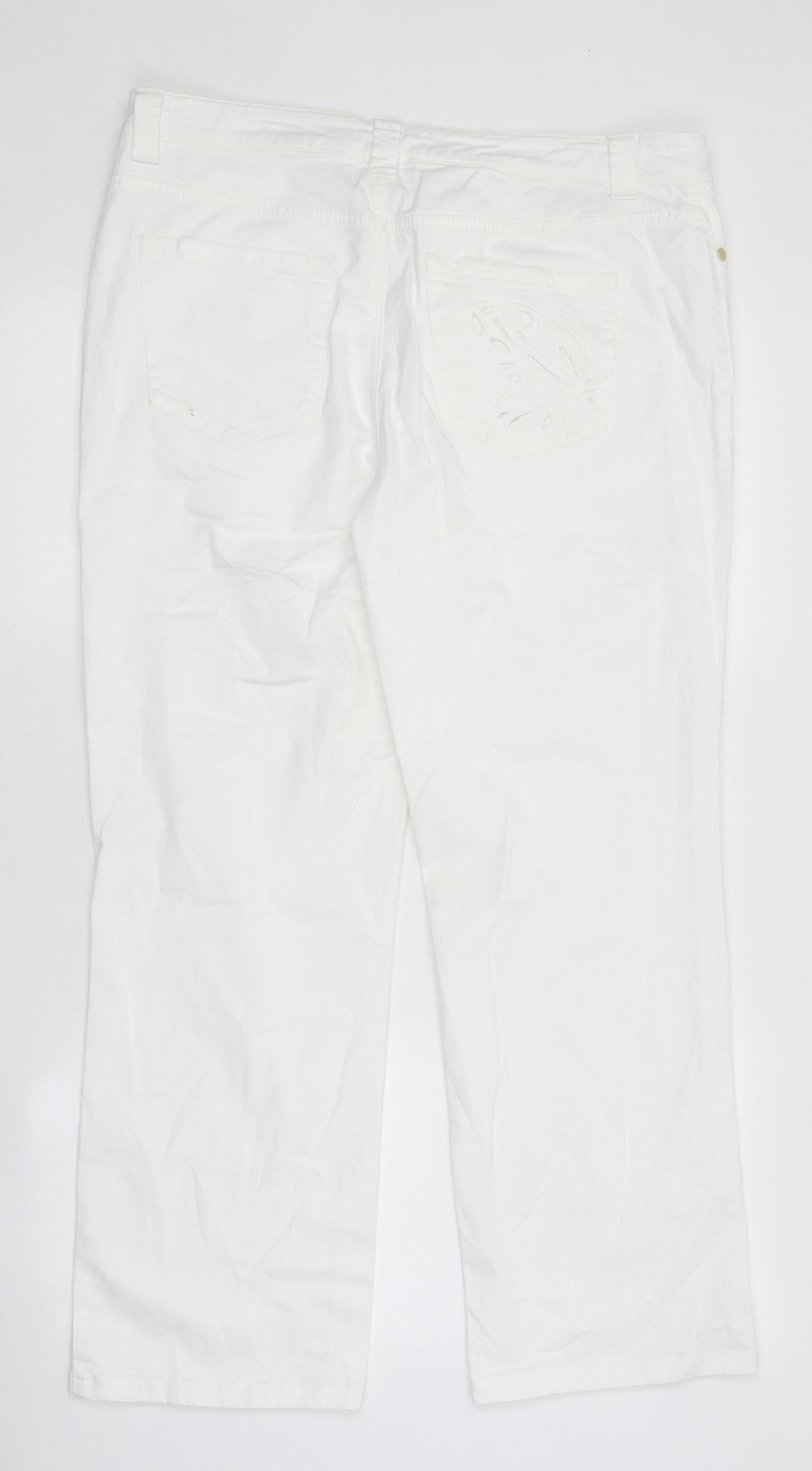 MyBc Womens White 100% Cotton Wide-Leg Jeans Size 40 in L30 in Regular Zip