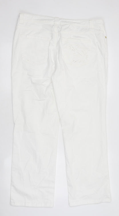 MyBc Womens White 100% Cotton Wide-Leg Jeans Size 40 in L30 in Regular Zip