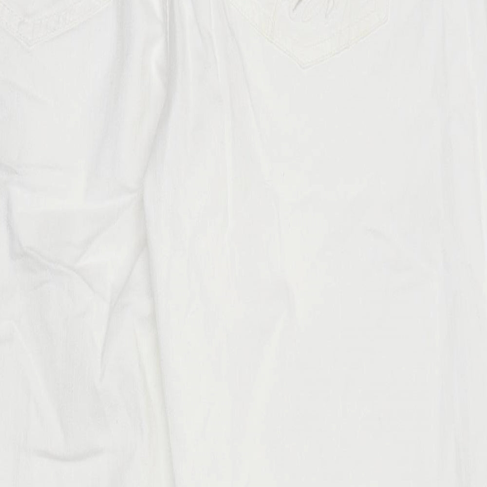 MyBc Womens White 100% Cotton Wide-Leg Jeans Size 40 in L30 in Regular Zip