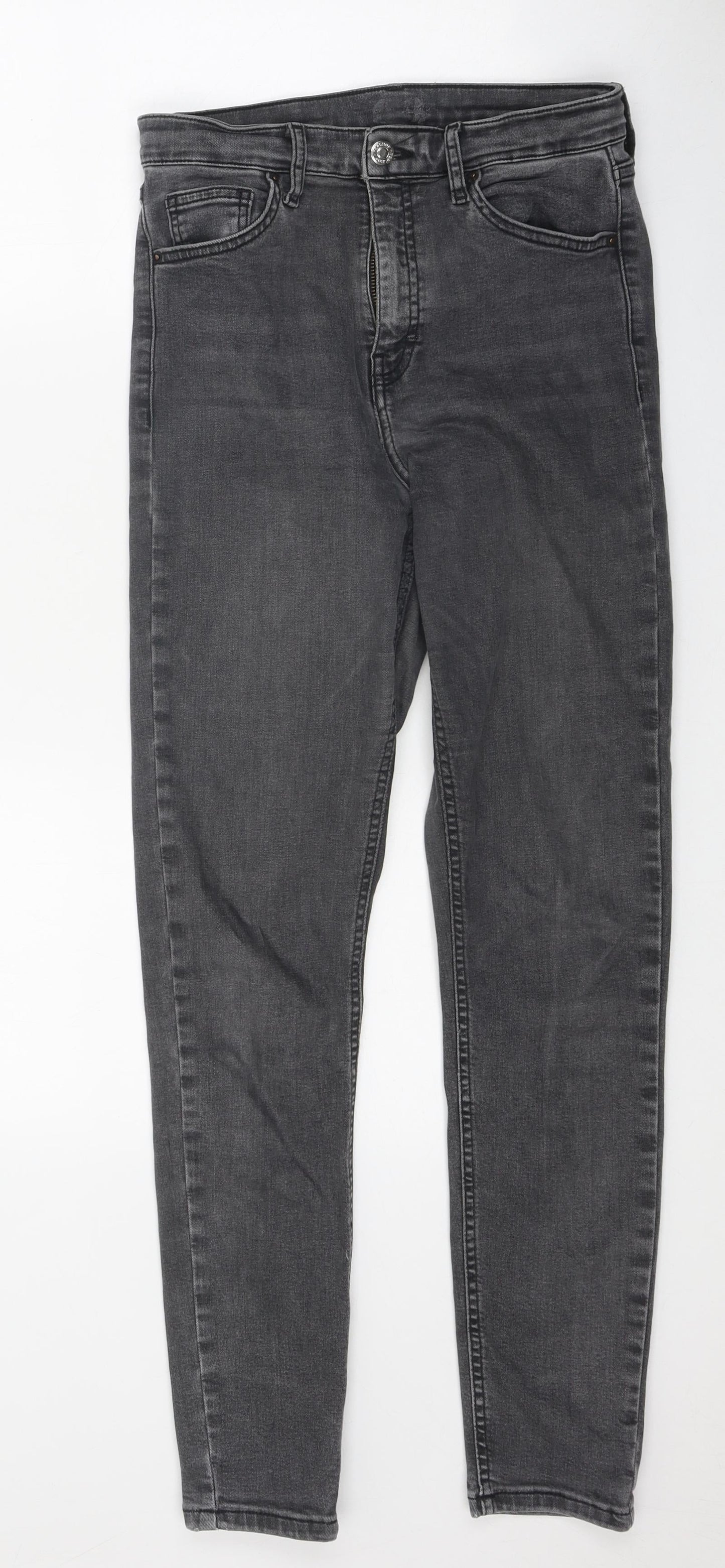 Topshop Womens Grey 100% Cotton Skinny Jeans Size 28 in L26 in Regular Zip