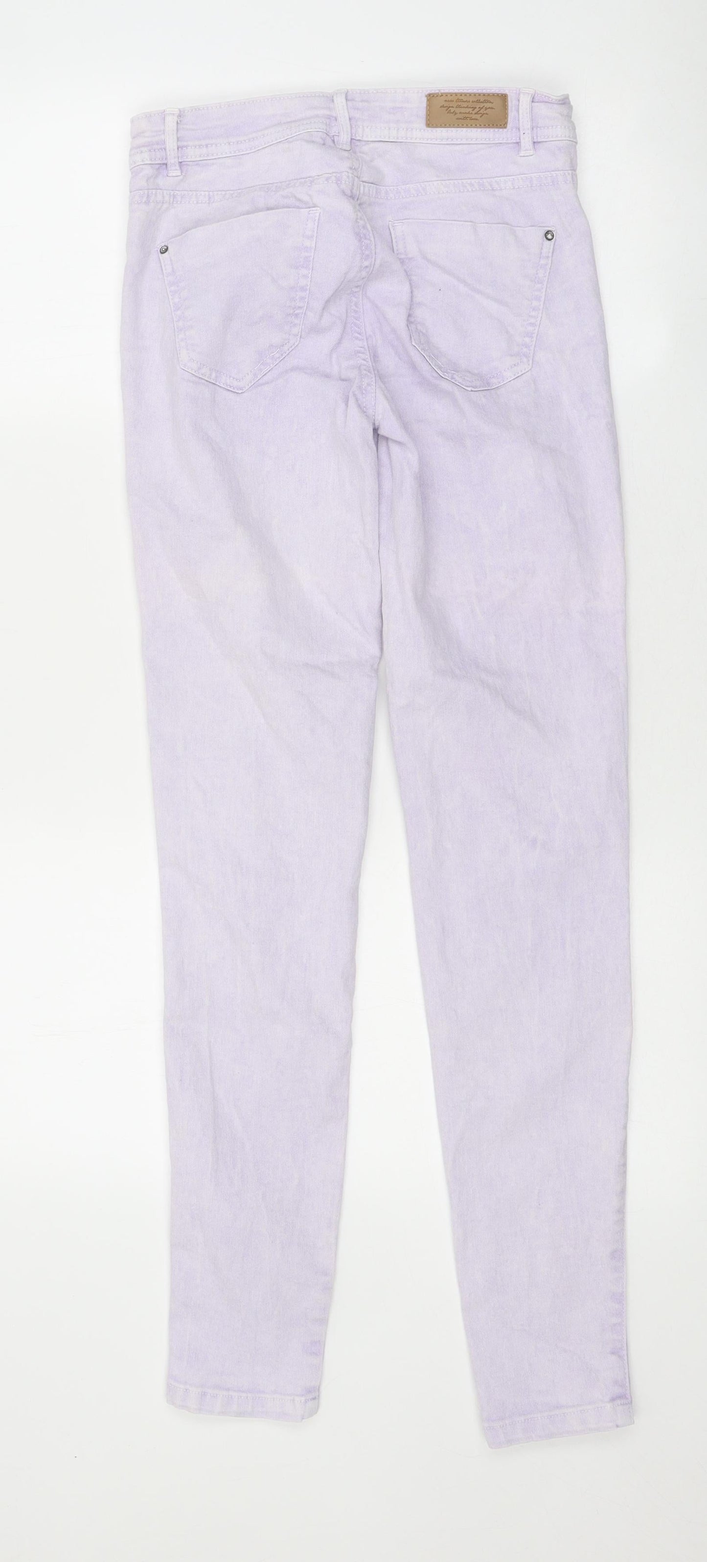Bershka Womens Purple 100% Cotton Skinny Jeans Size 28 in L29 in Regular Zip