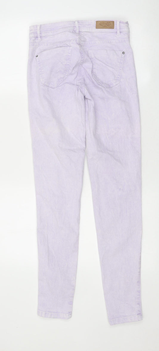 Bershka Womens Purple 100% Cotton Skinny Jeans Size 28 in L29 in Regular Zip