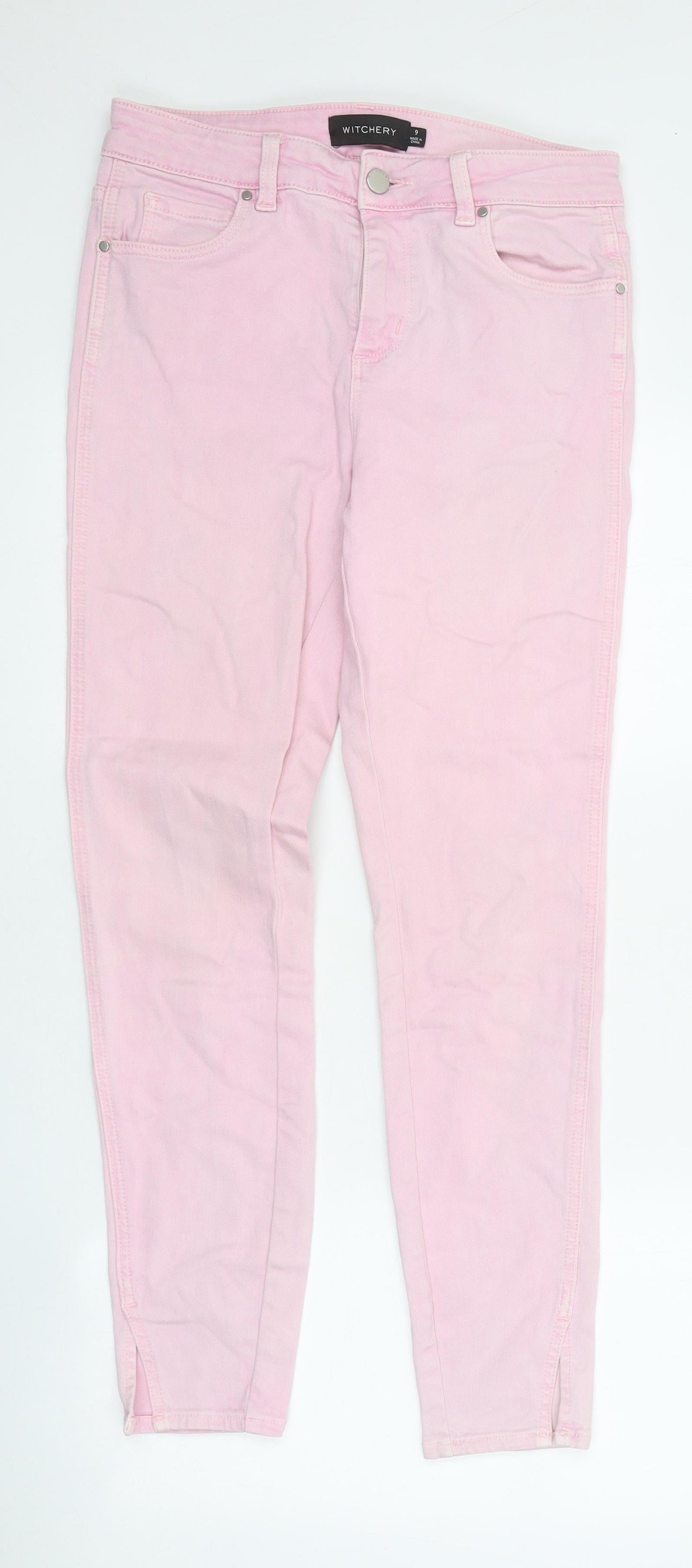 Witchery Girls Pink 100% Cotton Skinny Jeans Size 9 Years L26 in Relaxed Tie
