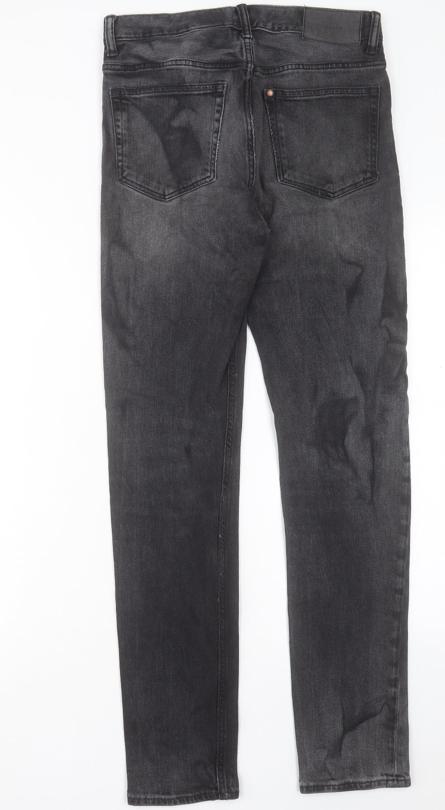 H&M Mens Black Cotton Straight Jeans Size 28 in L32 in Slim Button