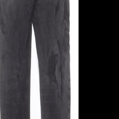 H&M Mens Black Cotton Straight Jeans Size 28 in L32 in Slim Button