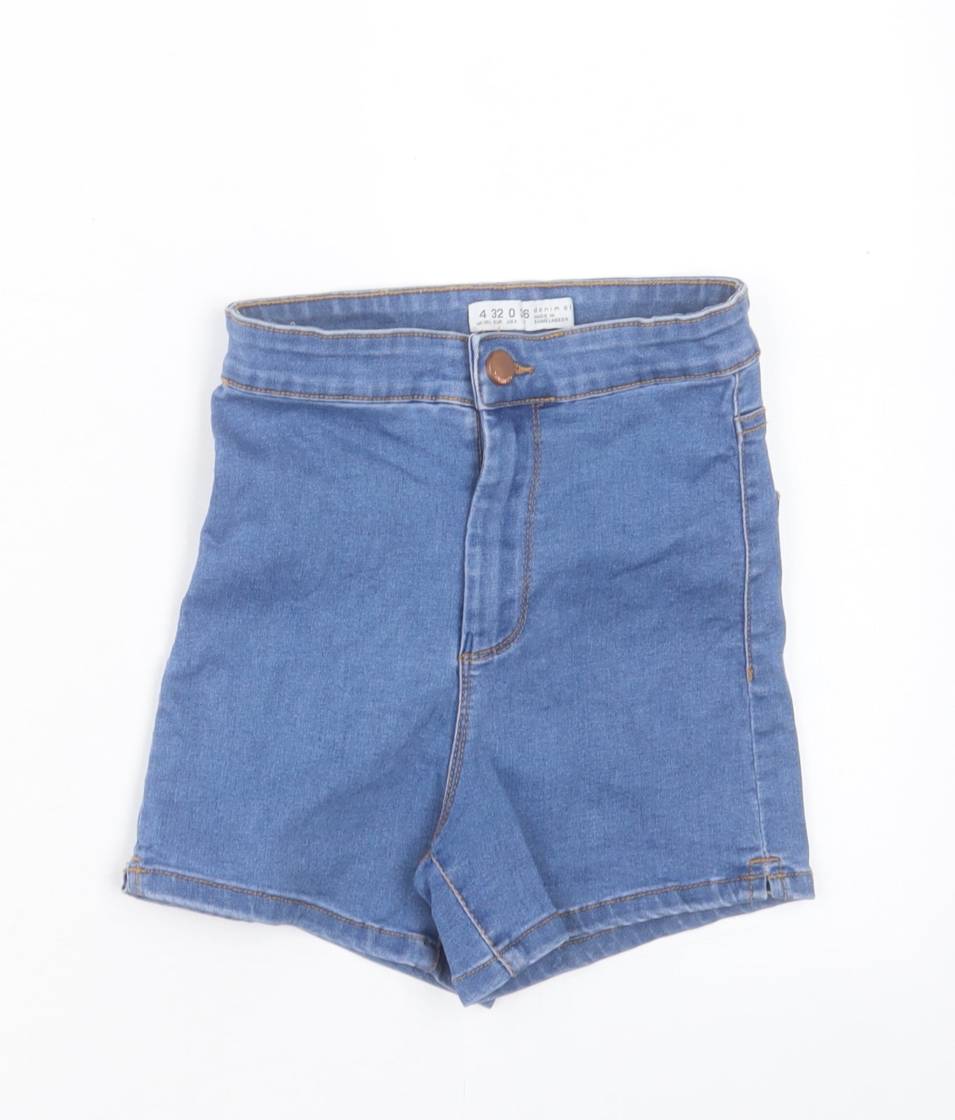 Denim & Co. Womens Blue Cotton Hot Pants Shorts Size 4 L3 in Regular Button