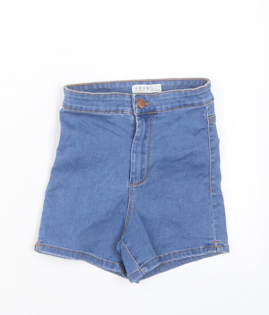 Denim & Co. Womens Blue Cotton Hot Pants Shorts Size 4 L3 in Regular Button