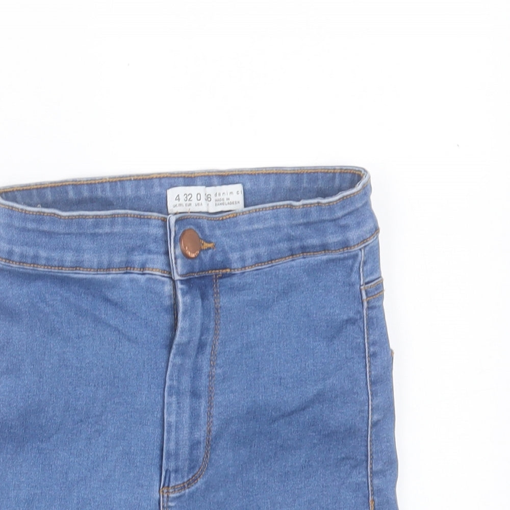 Denim & Co. Womens Blue Cotton Hot Pants Shorts Size 4 L3 in Regular Button